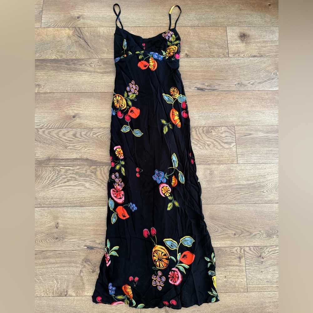 NEW Women’s Astr Black Maxi Dress with Colorful Mixed Fruit Design - Picture 7 of 16